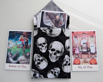 Black Skull Tarot Bag with Your Choice of Vintage Button and Liner Color