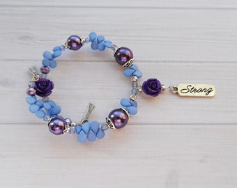 Strong Bracelet with Purple and Periwinkle Beads