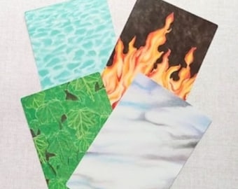 Four Elements Cards (Water, Fire, Earth and Air) - Elemental Cards for Altars or Meditation