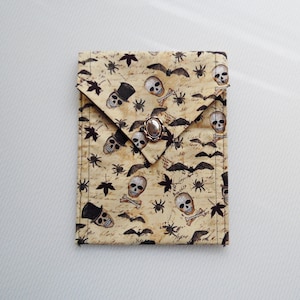 Skull Tarot Bag with Bats, Spiders and Vintage Button