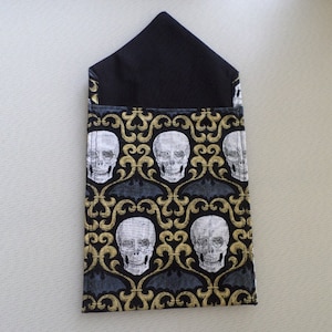 Skull and Bats Tarot Bag with Vintage Button
