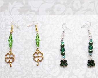 St. Patrick's Day Four Leaf Clover Earrings - Luck of the Irish Earrings