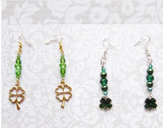 Orecchini pendenti per il giorno di San Patrizio: gioielli glitterati