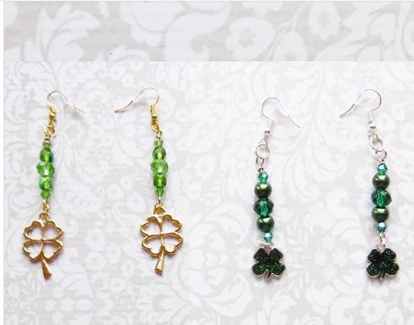 Orecchini San Patrizio A Trifoglio Verde Con Perline - Pendenti Portafortuna Per Donne E Decorazioni Festa - 2