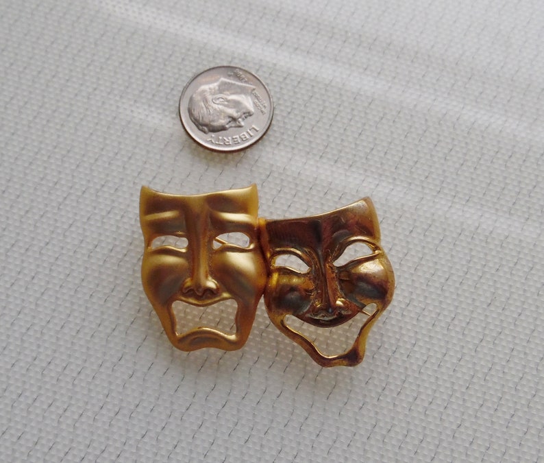 Theater Masks Vintage Brooch Laughing Crying Pin from the 90s