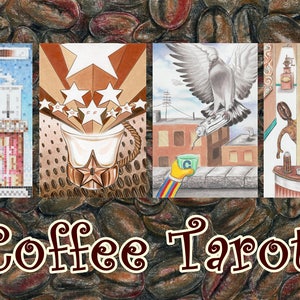 Tarot au café avec pochette de tarot faite main