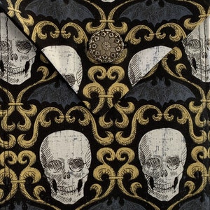 Skull and Bats Tarot Bag with Vintage Button image 2