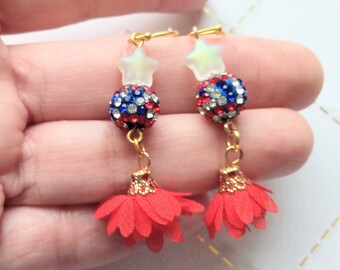 Pendientes con borlas de Estados Unidos - EE. UU. 250 Rojo Blanco Azul - Joyería del 4 de Julio