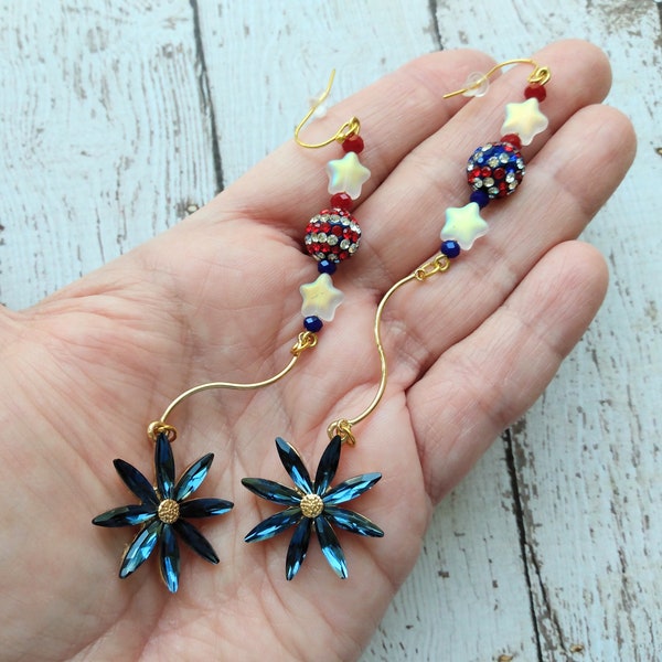 Fireworks Earrings - 4th of July Earrings - Americana Jewelry - Independence Day Patriotic USA Earrings