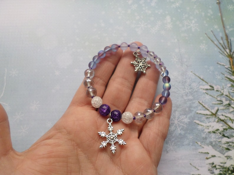 Purple Snowflake Bracelet image 4