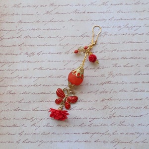 Red Butterfly Beaded Journal Dangle: Junk Journal Charm