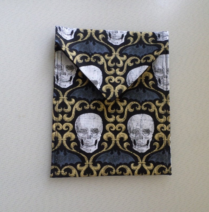 Skull and Bats Tarot Bag with Vintage Button image 3