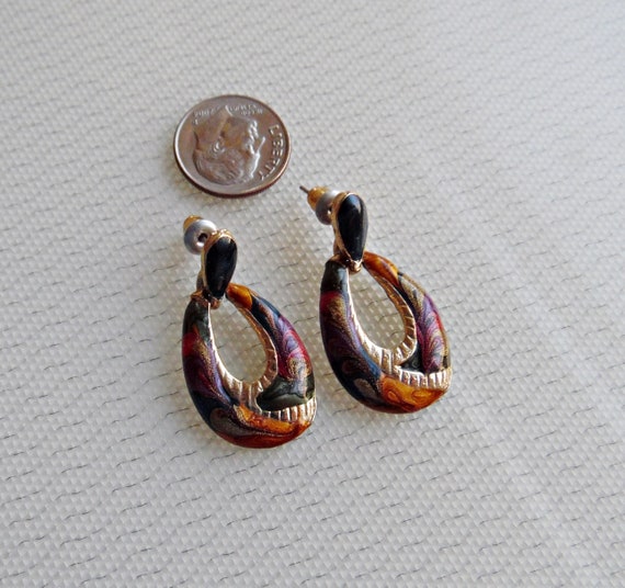 Vintage Enamel Swirl Earrings - image 3