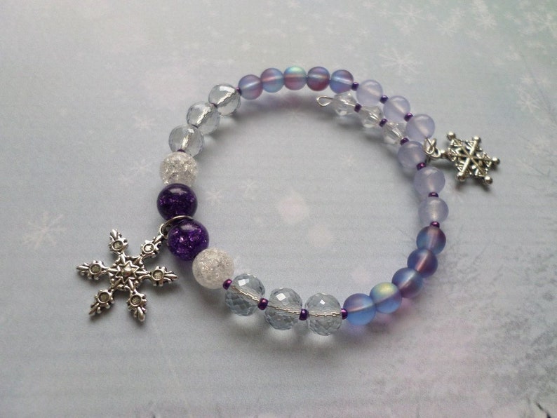 Purple Snowflake Bracelet image 1