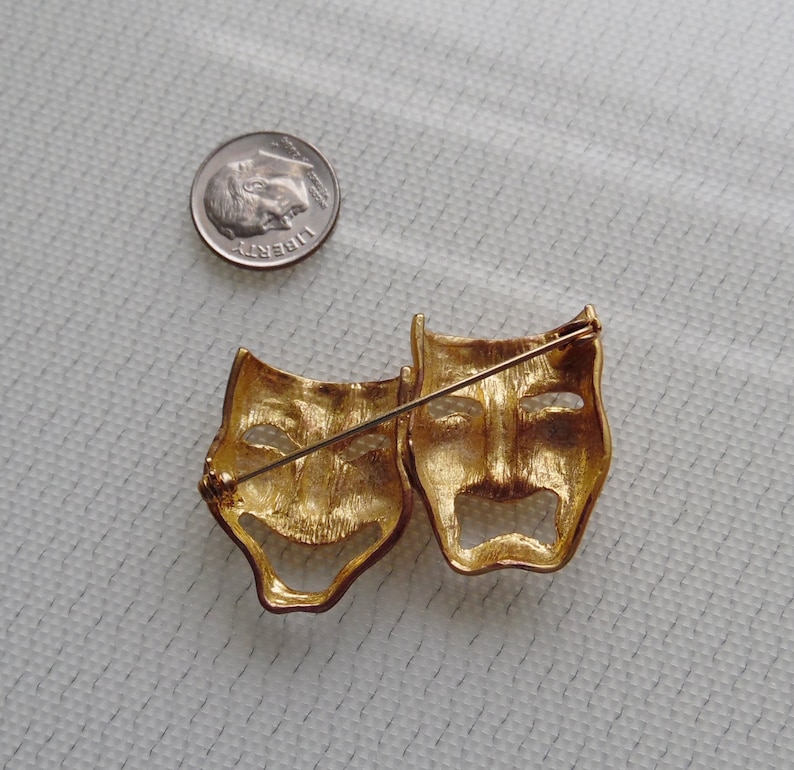 Theater Masks Vintage Brooch Laughing Crying Pin from the 90s