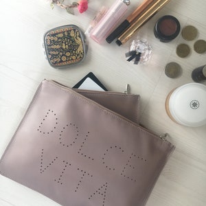 Monogram Pouch Set. Personalised Leather Pouches. Custom Gift Set. Custom Clutch. Personalized Womens Gifts. Travel Essential Pouches. image 4