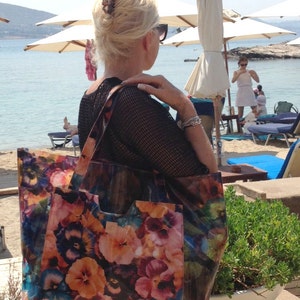 Floral Beach Bag Floral Tote Bag Large Beach Tote Waterproof Beach Bags Oversized Tote Bag. Floral Tote Bag zdjęcie 5