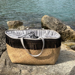 large straw beach bag