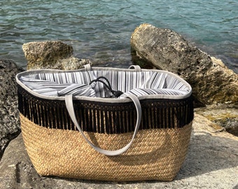Straw Beach Bag. Beach Bag. Leather Beach Bag. Straw Tote Bag. Raffia Beach Bag. Beach Bag Straw