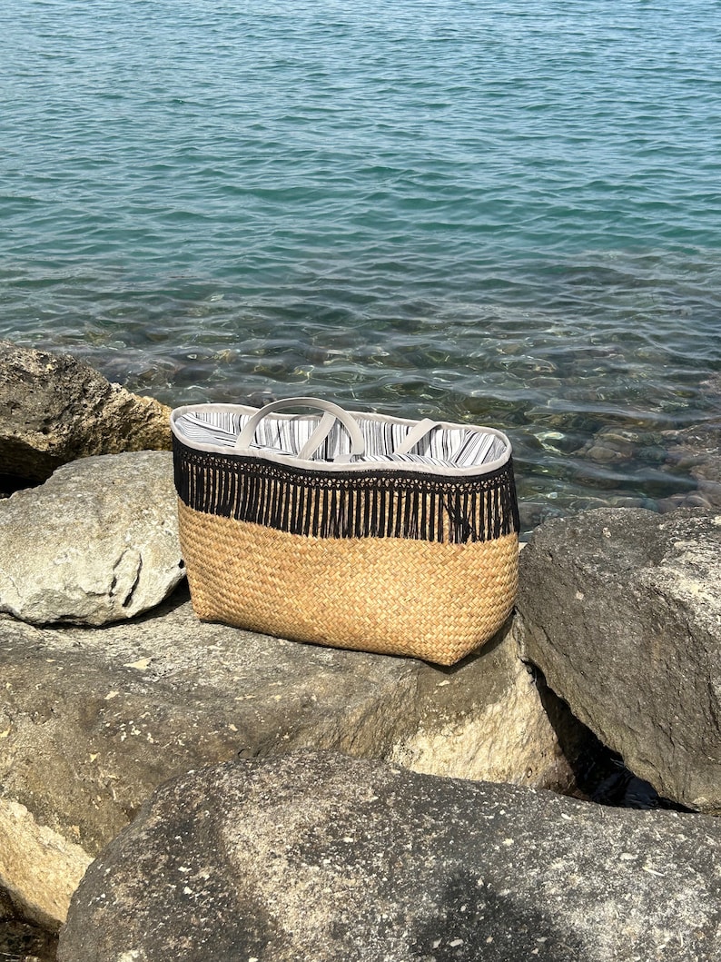 large straw beach bag