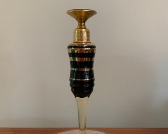 Art Deco DeVilbiss Black and Gold Dropper Perfume Bottle