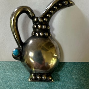 Cute Mexican Silver Pitcher Brooch/Pin
