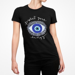Protect Your Energy Women&#39;s Softstyle Tee, Motivational T-Shirt, Spiritual Gift, Self-Care Apparel, Evil Eye Shirt, Mindfulness Clothing