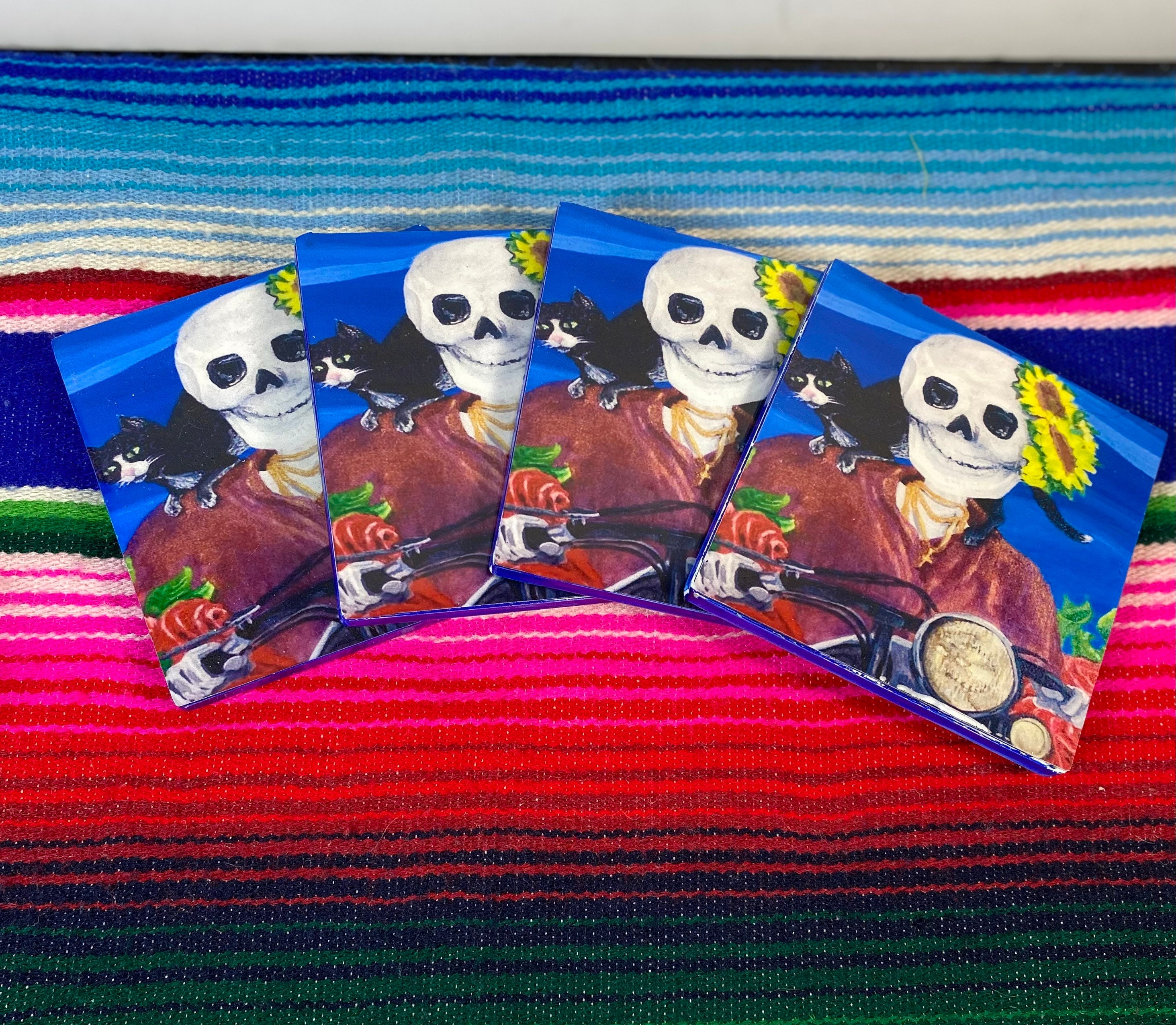 Skull Rides With W Her Gato Coasters - Etsy
