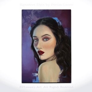 Beautiful woman portrait painting, Oil painting on canvas, Realistic woman painting, Modern portrait art, Original artwork