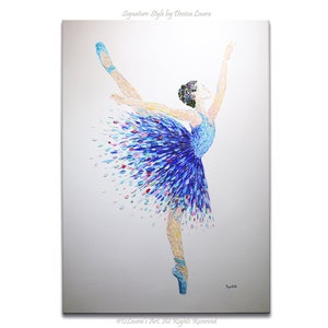Großes Original Ballerina Ölgemälde auf Leinwand, 3D Ballerina Gemälde, Bunte Ballerina Wandkunst, Regenbogen Tänzerin Mädchen, Ballett Malerei Bild 1