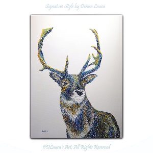 Deer Art, Stag Painting, Modern animal art, Abstract Painting, Original oil painting, Large canvas, 3d art, Impasto painting,by Denisa Laura image 1