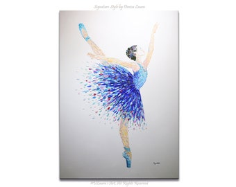 Large Original Ballerina Oil Painting on Canvas,  3d ballerina painting, Colorful ballerina wall art, Rainbow dancer girl, Ballet painting