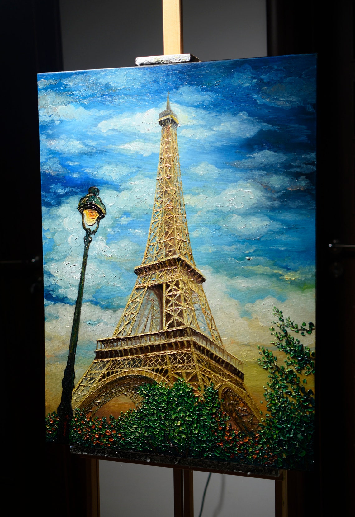 Eiffel Tower Painting: Original Handmade Oil Painting on Canvas - Etsy