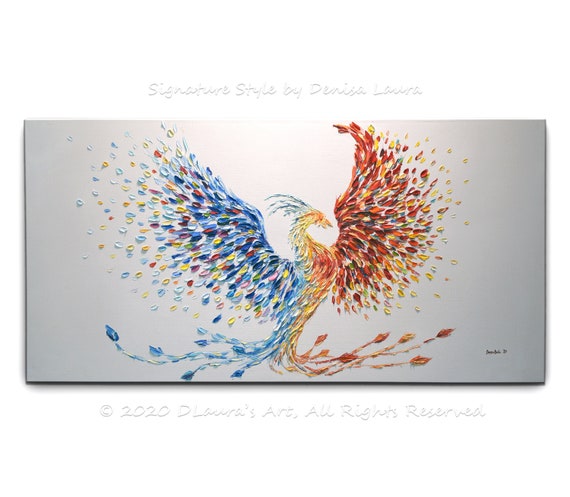 Contemporary Abstract Phoenix Bird Painting ORIGINAL Textured Oil