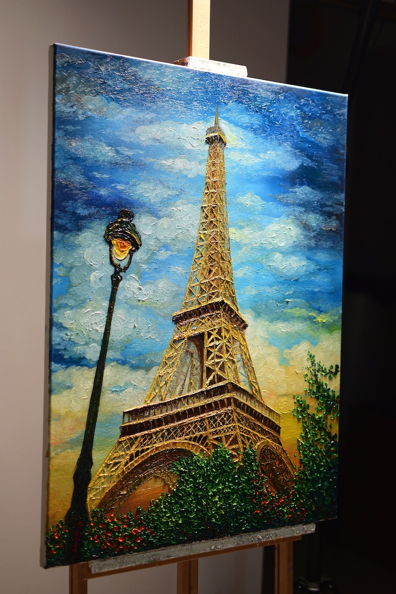 Eiffel Tower Paris Painting Original handmade Oil Painting image 2