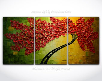 Large Blossom Tree Painting, Cherry Tree Contemporary Art, Huge Size Original Oil Painting, Abstract Impasto Texture, Modern Art by Denisa