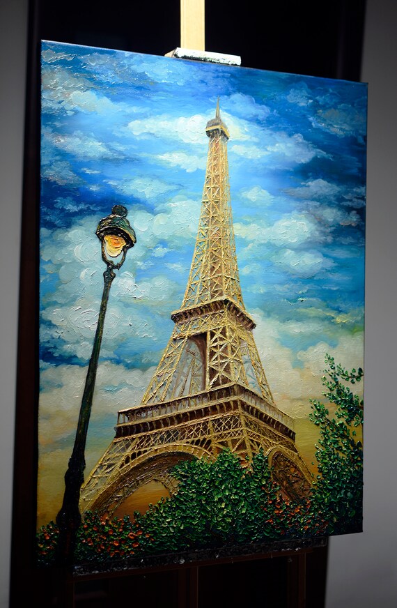 オリジナル水彩画 エッフェル塔 パリ カルーセル 秋の街の風景