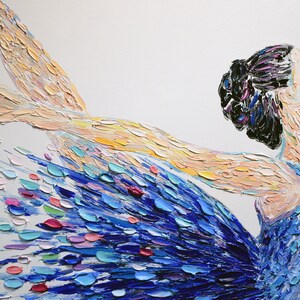 Großes Original Ballerina Ölgemälde auf Leinwand, 3D Ballerina Gemälde, Bunte Ballerina Wandkunst, Regenbogen Tänzerin Mädchen, Ballett Malerei Bild 3