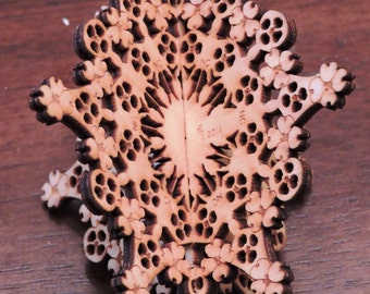 North Carolina Ornament - 3D Laser Cut Wooden Snowflake #1 and Box