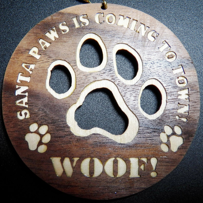 Laser Cut Paw and WOOF Ornament image 2