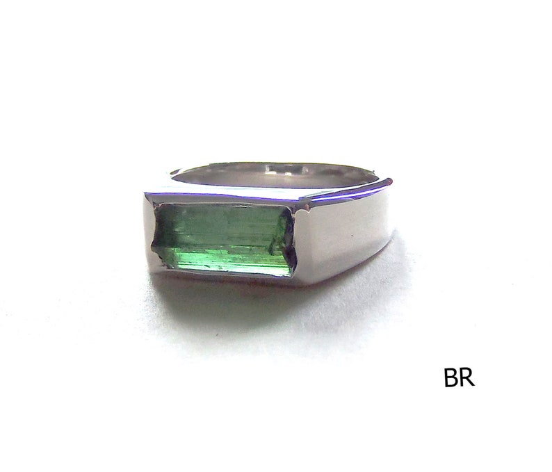 Rough Blue green Crystal tourmaline ring sterling silver 925 ring natural Specimen crystal rough gemstone size US 7 U 55, 15, O