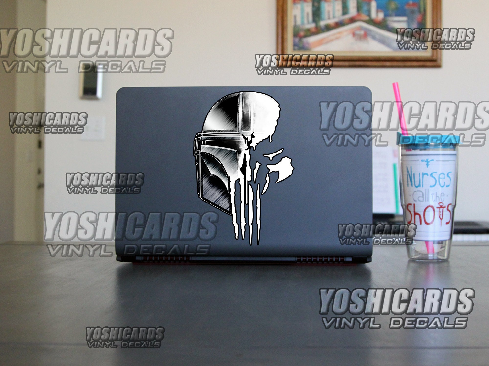 Mandalorian Computer Sticker Mandalorian Skull Helmet Inspired Car Window Laptop Decal Sticker - Etsy