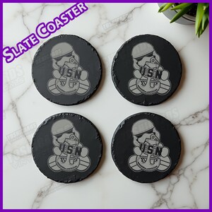 Navy E7 CPO Trooper-Inspired Slate Coasters Set of 4 | USN Chief Gift