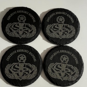 Set of 4 EOD Master Crab Slate Coaster USAF Air Force military