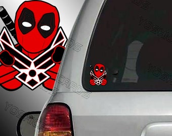 USAF Deadpool inspired Chibi Car truck window Laptop Decal  Air Force sticker