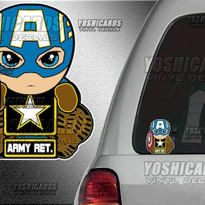 US Retired Veteran Army Capt America inspired Car window sticker Laptop vinyl Decal Sticker
