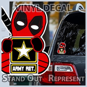 US Army Retired Veteran Decal | Proud Deadpool Inspired Vinyl Sticker | Military Car Window Laptop Gift | Retirement Celebration