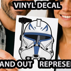 Captain Rex Helmet Decal | Clone Trooper Inspired Car Window & Laptop Sticker | Sci-Fi Vinyl Clone Design | Fandom Gift Idea