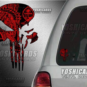 Guam Red tribal Punisher inspired helmet Car window Laptop Decal sticker