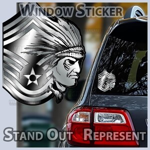 CMSgt Male Silver Gradient Decal, Air Force Chief Master Sergeant E-9 Sticker, USAF Car Window Laptop Vinyl, Military Promotion Gift
